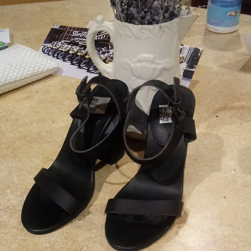 We who See Black Vegan Leather Sandal